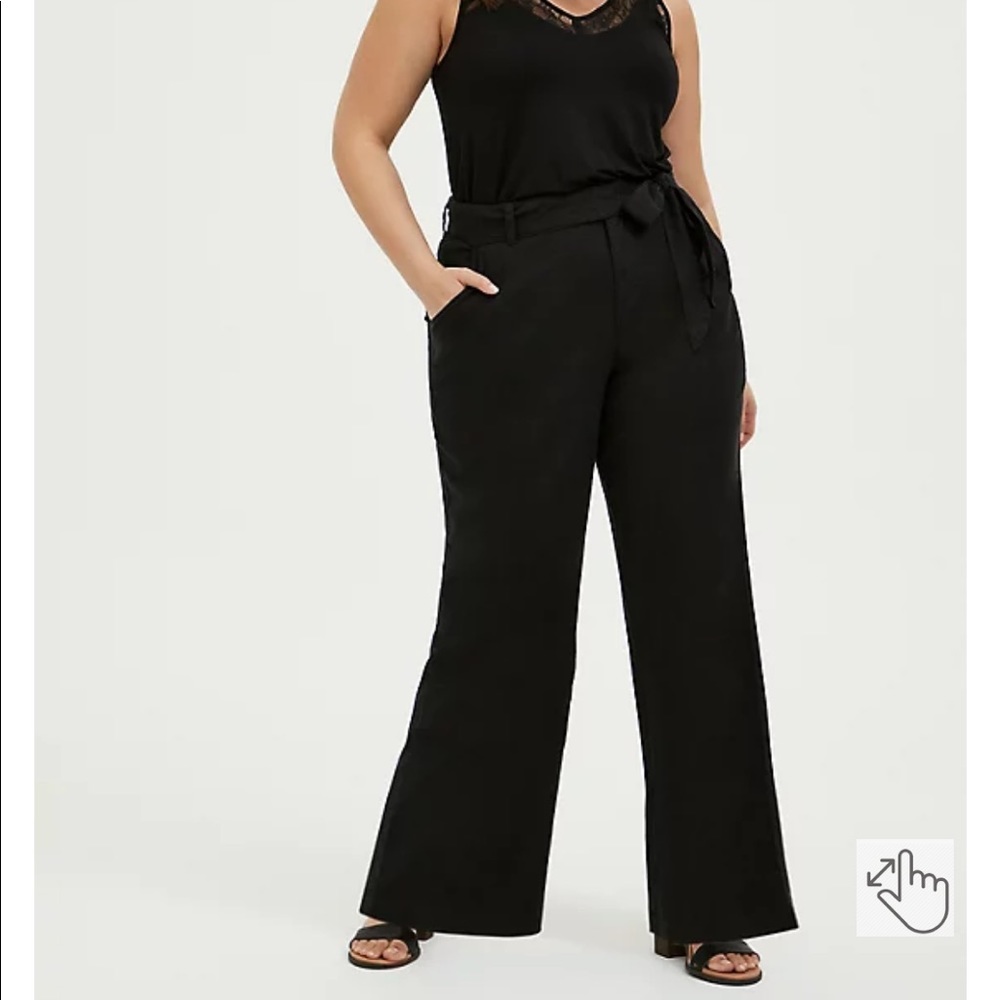 Torrid Plus Size 26 Black Linen Wide Leg Career Business Work Pant